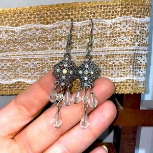 Silver iridescent dangle earrings
